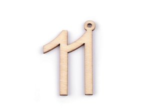 Dřevěná narozeninová čísla se závěsem - 11 přírodní