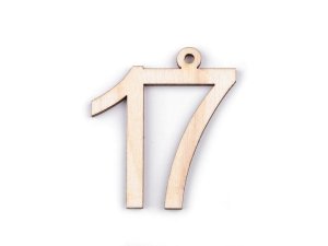 Dřevěná narozeninová čísla se závěsem - 17 přírodní