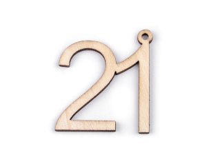 Dřevěná narozeninová čísla se závěsem - 21 přírodní