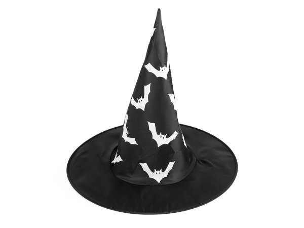 Karnevalový klobouk čarodějnický pavučina, lebka, netopýr