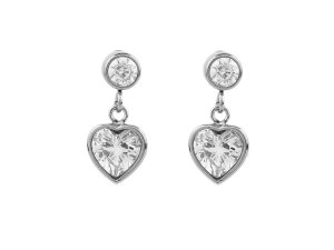Náušnice z nerezové oceli s broušenými kamínky srdce