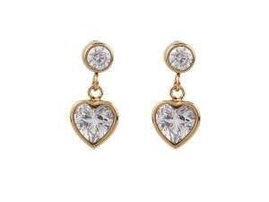 Náušnice z nerezové oceli s broušenými kamínky srdce