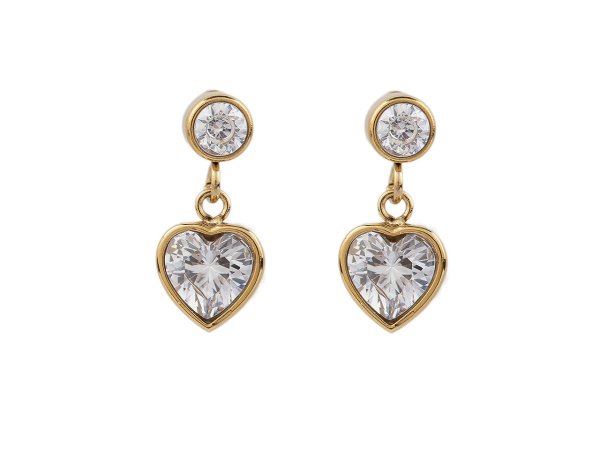 Náušnice z nerezové oceli s broušenými kamínky srdce