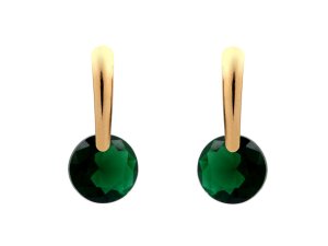 Náušnice z nerezové oceli s broušeným kamínkem - 4 emerald zlatá
