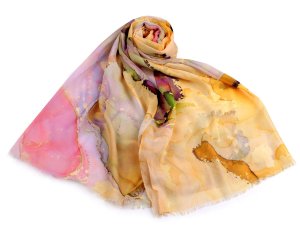 Šátek / šála batikovaná 70x175 cm - 1 hořčicová