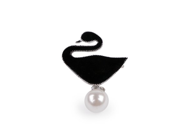 Brož s perlou labuť