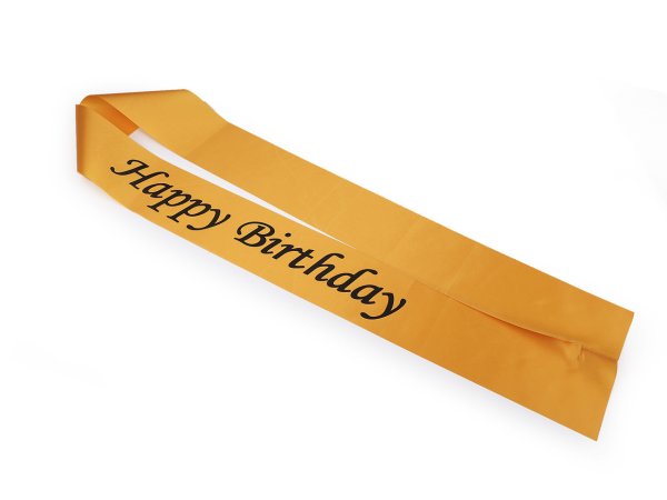 Narozeninová saténová šerpa Happy Birthday šíře 9,5 cm