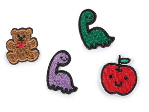 Nažehlovačka medvídek, dinosaurus, jablko