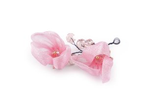 Květ na drátku s broušenými korálky hand made - 4 růžová sv.