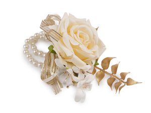 Perlový náramek svatební pro družičky s květy