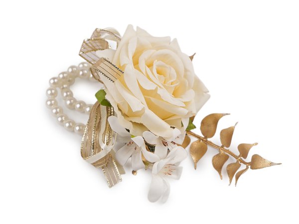 Perlový náramek svatební pro družičky s květy