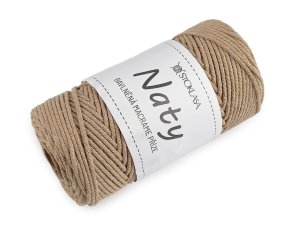 Bavlněná pletací příze macrame Naty Ø3 mm rozčesávací