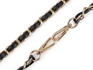 Koženkový popruh / ucho s řetízkem a karabinami, na kabelky a mobilní telefony šíře 2 cm