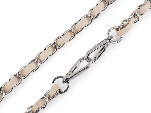 Koženkový popruh / ucho s řetízkem a karabinami, na kabelky a mobilní telefony šíře 2 cm