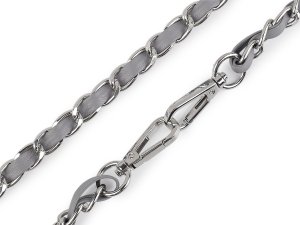 Koženkový popruh / ucho s řetízkem a karabinami, na kabelky a mobilní telefony šíře 2 cm