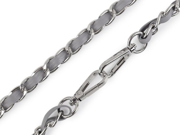 Koženkový popruh / ucho s řetízkem a karabinami, na kabelky a mobilní telefony šíře 2 cm