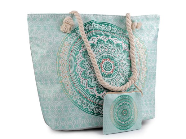 Letní / plážová taška mandala, paisley s taštičkou 39x50 cm