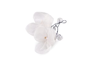 Květ na drátku s broušenými korálky hand made - 1 Off White