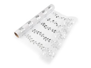 Vánoční organza s potiskem - cesmína, šíře 36 cm