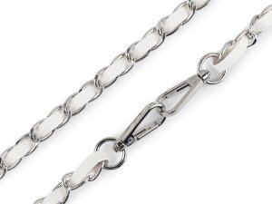 Koženkový popruh / ucho s řetízkem a karabinami, na kabelky a mobilní telefony šíře 2 cm