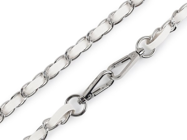 Koženkový popruh / ucho s řetízkem a karabinami, na kabelky a mobilní telefony šíře 2 cm