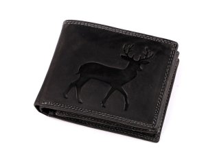 Pánská peněženka kožená pro myslivce, rybáře, motorkáře 9,5x12 cm - 16 černá jelen