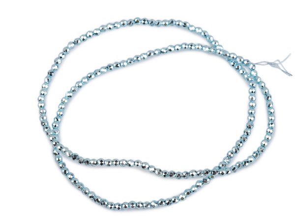 Skleněné korálky broušené ohňovky 2 mm metalické, na drátku