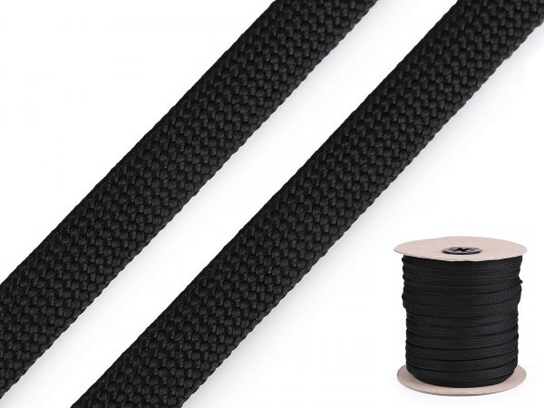 Polyesterová šňůra plochá / dutinka šíře 12 mm