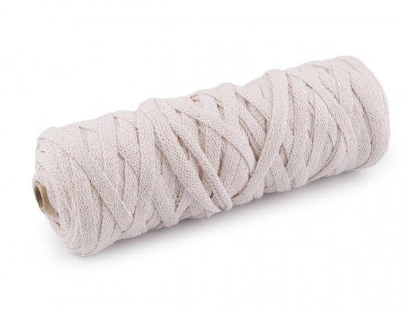 Bavlněná šňůra plochá tkaná / macrame šíře 8-10 mm