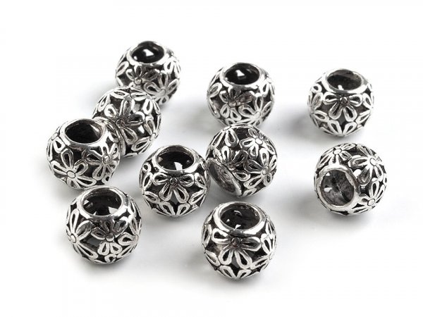 Kovové korálky s velkým průvlekem 9x11 mm