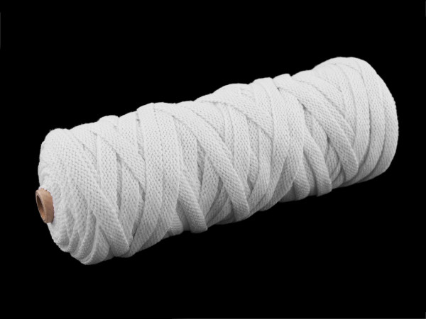 Bavlněná šňůra plochá tkaná / macrame šíře 8-10 mm