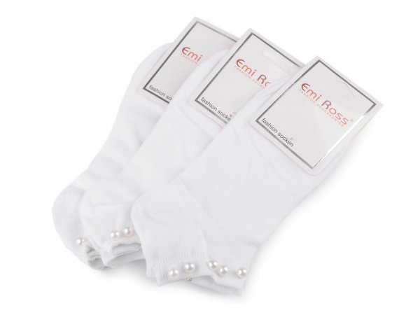 Dámské bavlněné ponožky kotníkové s perlami