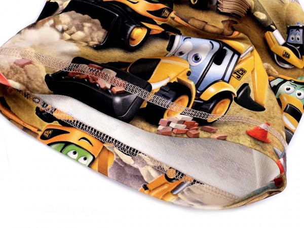 Chlapecká sada čepice a nákrčník bagr, dinosaurus, skateboard