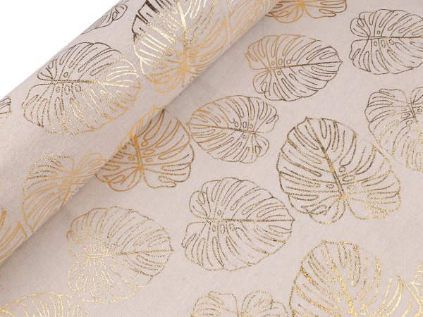 Bavlněná metráž / imitace lnu, monstera