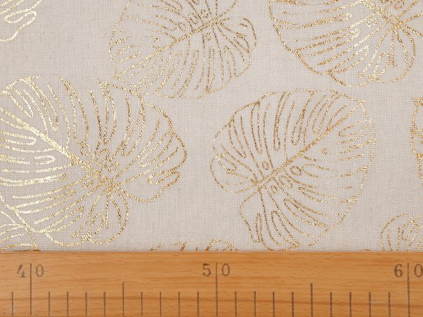 Bavlněná metráž / imitace lnu, monstera