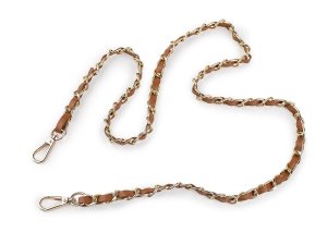Koženkový popruh / ucho s řetízkem a karabinami, na kabelky a mobilní telefony šíře 2 cm