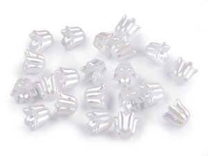 Plastové korálky s AB efektem zvoneček / sukýnka 12x14 mm