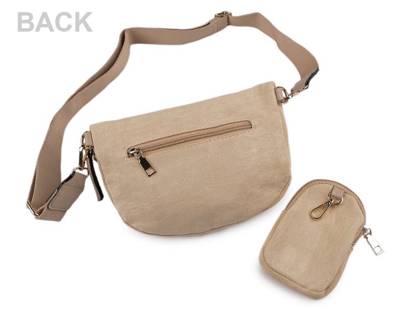 Kabelka crossbody s pouzdrem semišová 24x16 cm