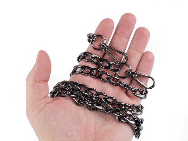 Řetízek plochý na kabelky s karabinou délka 113 cm