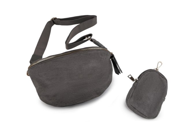 Kabelka crossbody s pouzdrem semišová 24x16 cm