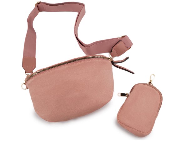 Kabelka crossbody s pouzdrem semišová 24x16 cm