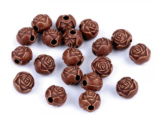 Plastové korálky ornament, růže Ø10 mm