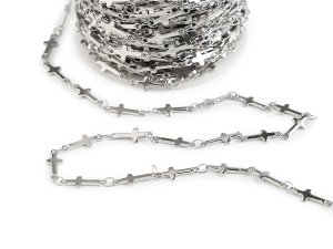 Řetízek z nerezové oceli křížek 4 a 5 mm metráž