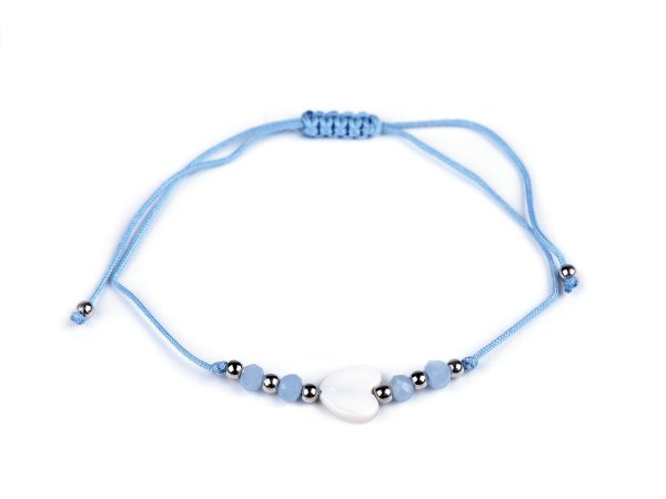 Náramek shamballa perleťové srdce