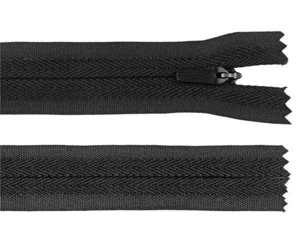 Spirálový zip skrytý No 3 délka 25 cm na outdoorové oděvy a doplňky, semi-autolock
