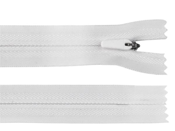 Spirálový zip skrytý No 3 délka 25 cm na outdoorové oděvy a doplňky, semi-autolock