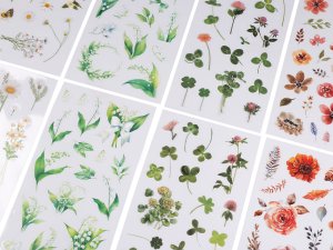 Průhledné samolepky květin a rostlin