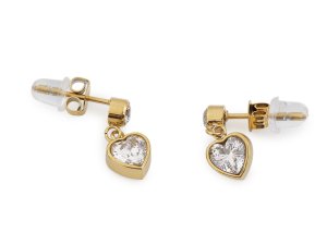 Náušnice z nerezové oceli s broušenými kamínky srdce