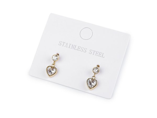 Náušnice z nerezové oceli s broušenými kamínky srdce