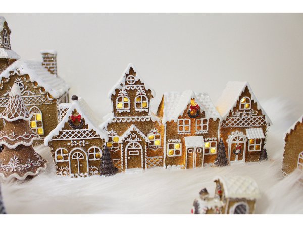 Vánoční domečky imitace perníku svítící